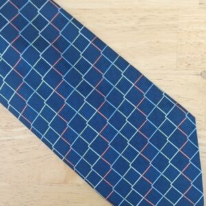 Altea Navy Tie with Light Blue and Red Grid